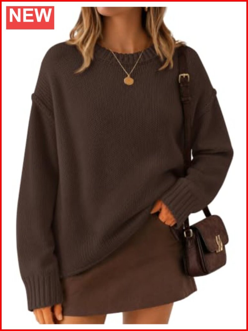 Womens Oversized Chunky Crewneck Long Sleeve Pullover Sweater Fall Winter